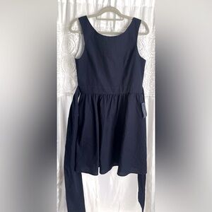 Authentic Lauren james Emerson Navy Blue Bow Back open Back seersucker dress